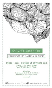 Exposition Sauvage Ordinaire de Nastasja Duthois à Auray. Du 11 juin au 18 septembre 2016 à Auray. Morbihan. 